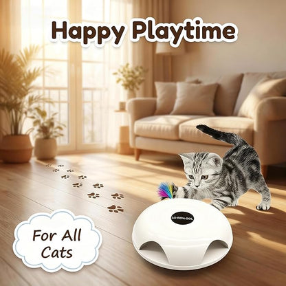 Interactive Whack-a-Mole Cat Toy — Automatic Mushroom Feather Pop-Up Play Toy for Cats, Cognitive Stimulation & Exercise, Durable Pet Entertaining Game (White)