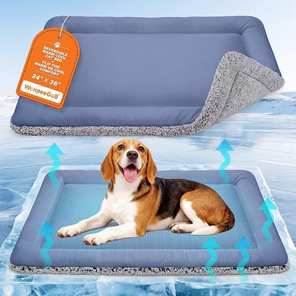Self Warming Cat Bed, Reversible Warming Cooling Cat Bed, Winter Warm Cats Pad & Summer Cooling Cats Mat, Soft Pet Mat for Kitty & Small Dogs, Perfect for Crates, Beds, Sofas, Dark Blue, 24"x36"