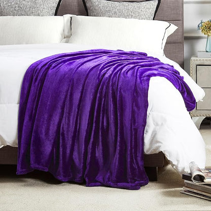 DREAMNINE Pack of 10 Soft Fuzzy Fleece Throw Blanket for Couch Sofa 50" x 60", Decorative Solid Lightweight Velvet Blankets for Chair, Cozy Accent Shaggy Plush Flannel Blanket for Bedroom, Purple