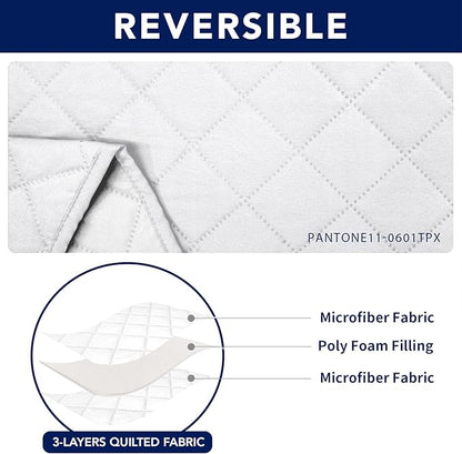 PureFit Water Resistant Reversible Loveseat Recliner Couch Cover for Double Recliner with Console – Non Slip Split Sofa Cover, Washable Reclining Cover for 2 Seat Recliner (2 Seat, White/White)