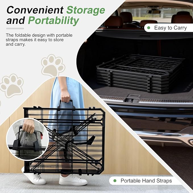 Dog Playpen for Indoor & Outdoor, 24 inch 16 Panels Metal Puppy Playpen for Puppies/Small Dogs, Large Dog Pen with 2 Doors, Sutible for Yard, Camping, Travelling, Black