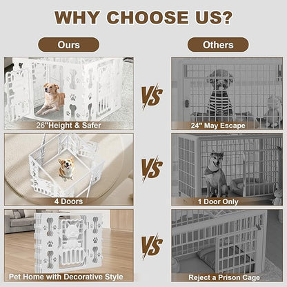 Dog Playpen for Dogs Indoor Small Dog Play Pen Indoors Outdoors Portable Dog Pen 4-Panel & 4-Door Pet Fence Unique Design