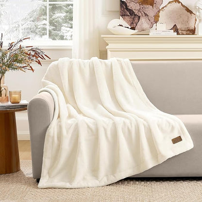COZY KISS Luxury Faux Fur Throw Blanket for Couch, Ultra Soft Waterproof Pet Blanket, Cozy Warm Plush Blanket for Sofa Bedroom Living Room, Liquid Pee Proof for Large Dog or Cat, 50x60 inch, Cream