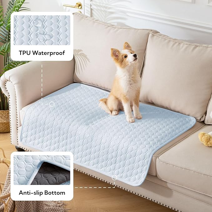 Soulbond Cooling Mat for Large Dogs - 40"x50" Washable Cooling Pad for Puppy, QMAX>0.3, Anti-Slip Bottom, Portable Summer Pet Cool Kennel Bed Pad for Outdoor/Indoor/Cars/Travel Use, Light Blue