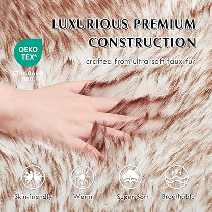 Faux Fur Dog Bed for Large Dogs, Fluffy Luxury Dog Mattress, Fuzzy Dog Bed Mat Soft Flat Dog Beds, Extra Large Plush Orthopedic Dog Bed, Washable and Waterproof Pet Dog Mat Bed, Brown, 40"