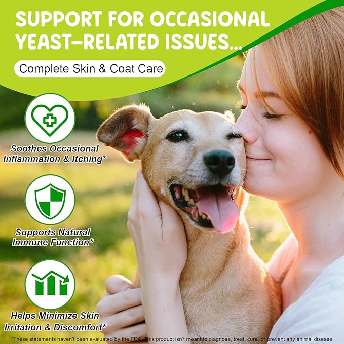Yeast Infection Treatment for Dogs, Natural Yeast Treatment for Dog Ear Infection & Allergy Relief, Itchy Skin Relief, Skin & Coat Support, Dog Herbal Supplement - Dogs Ear Care & Immune Support, 60ml