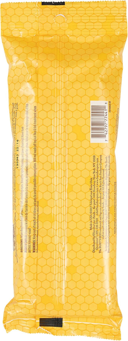Burt's Bees for Pets Honey Multipurpose Dog Grooming Wipes, Gentle Hypoallergenic Spot Cleaning Sheets, pH Balanced Natural Origin Formula for Paws, Face and Butt, 50 Count