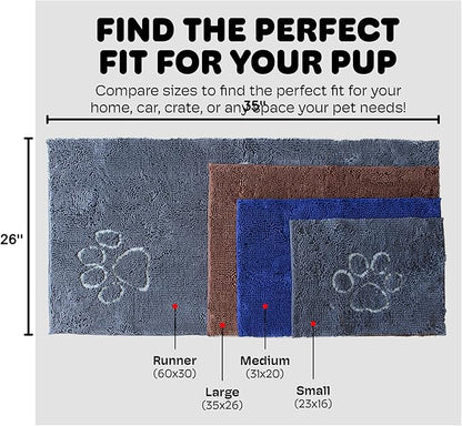 Dog Gone Smart Dirty Dog Doormat - Fast Drying Rug with Super Gripper Backing for Clean Floors - Super Absorbent and Machine Washable Mat for Muddy Paws - Brown