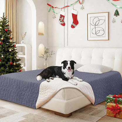 Waterproof Dog Bed Cover, Non-Slip Dog Blanket for Couch, Couch Covers for Dogs Washable, Pet Blanket for Furniture, Pet Bed Mat for Sofa, Car, Pet Supplies (52x82 Inch, Grey Blue)
