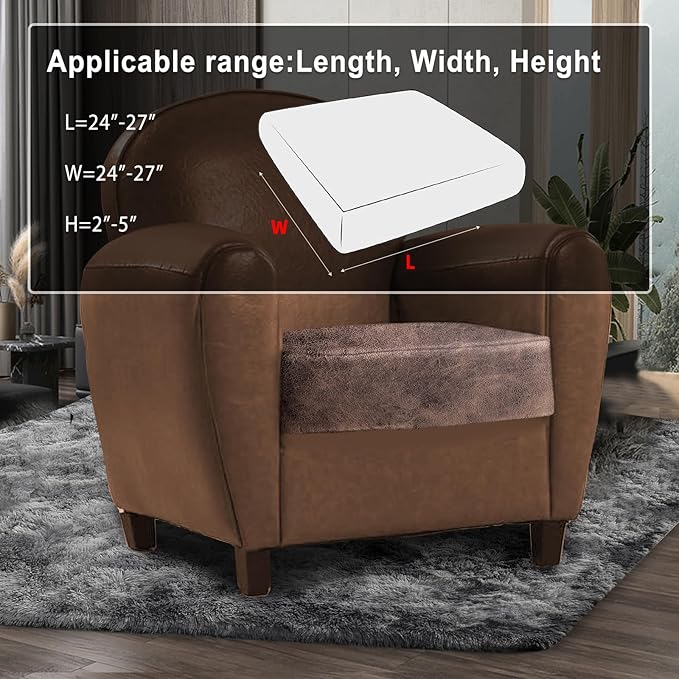 ANARACHON Leather Look Couch Cushion Covers Sofa Seat Slipcovers Sets Couches Furniture Protector for Sectional Armchair Loveseat Pets Kids Stretch Spandex Fabric (1 Cushion Armchair, Light Brown)