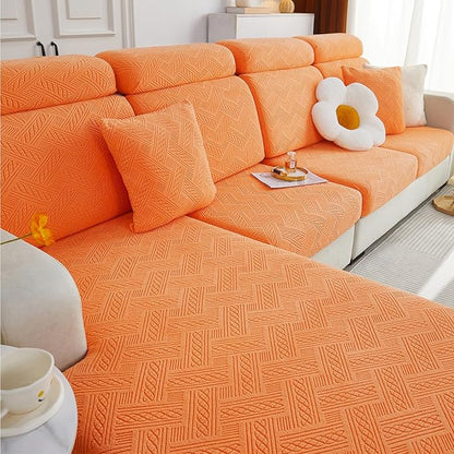 hyha Individual Couch Cushion Covers, Stretch Magic Sofa Seat Cushion Covers Washable, Dog Couch Sofa Slipcover for Pets, Kid with Elastic Bottom(2PC, Orange)