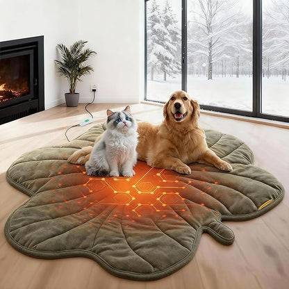 Large Dog Heating Pad Waterproof Electric Heated Beds, Pet Pads for Indoor Outdoor, Adjustable Temperature, Chew Resistant Cord, Washable Green Clover Cat Heating Pad Non Slip Bottom(35"X27")