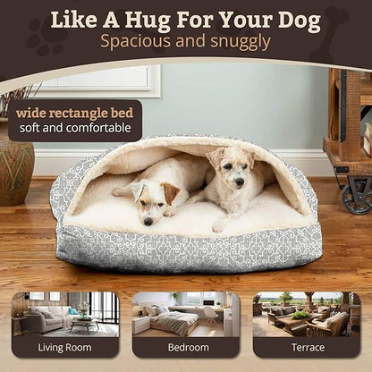 Snoozer Pet Products Luxury Rectangle Cozy Cave, Wag Collection, Large, Ramey Gray