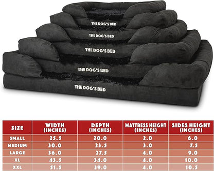 The Dog’s Bed Orthopedic Memory Foam Dog Bed with Bolsters for Medium Dogs, Waterproof Washable Cover, Anti-Slip Base, Calming Surface – CertiPUR-Certified Foam, Fur Fabric, Black Fur, Medium