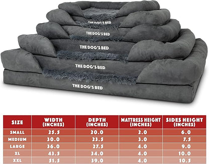 The Dog’s Bed Orthopedic Memory Foam Dog Bed with Bolsters for XL Dogs, Waterproof Washable Cover, Anti-Slip Base, Calming Surface – CertiPUR-Certified Foam, Fur Fabric, Grey Fur, XL