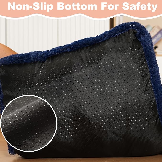 Bedfolks Waterproof Crate Bed, Plush Dog & Cat Kennel Pad with Removable Cover, Fluffy Washable Faux Fur Bed, 17"x12", Solid Dark Blue