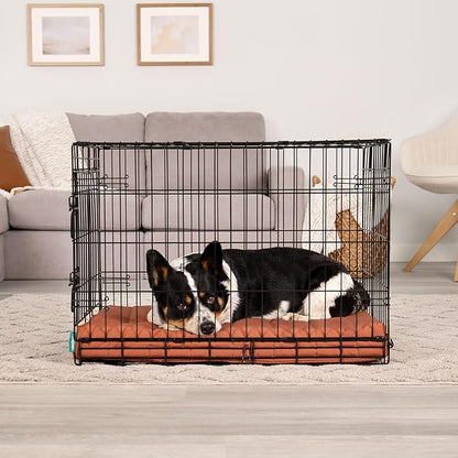 Furhaven Orthopedic Dog Bed – Puffy Quilted Foam Mattress with Removable Washable Cover, Soft & Supportive for Kennels & Crates - Medium, Rust