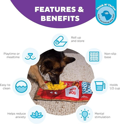 Outward Hound by Nina Ottosson Activity Matz Fast Food Fun Plush Dog Puzzle Mat Dog Enrichment Dog Toy, Level 2 Intermediate, Multicolored