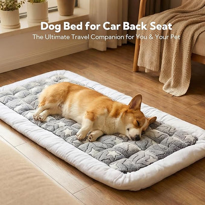 Soulbond Dog Bed for Car Back Seat Soft Plush Backseat Pet Bed Mat Non-Slip Travel Pet Mat, Fuzzy Plaid Dog Seat Cover, Fit for Backseat Extenders and Trucks SUVs (Star, 54" x 24.8")