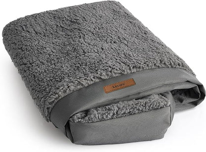LE SURE Washable Dog Bed Cover Replacement - Large Size Plush Fleece Cover for Orthopedic Egg Crate Foam Pet Mat 36x27x3 Inches, Dark Grey