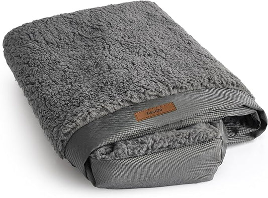 LE SURE XL Washable Dog Bed Cover Replacement Plush Fleece Cover for Orthopedic Egg Crate Foam Pet Mat 44x32x3 Inches, Dark Grey