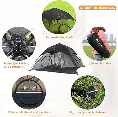 Tent Pop Up Cat Tent, Portable Lightweight Cat Playpen with 3 Holes, Indoor Outdoor Pet Enclosure w/Carry Bag, Foldable Interactive Cat Play House for Cats Kittens（Patented