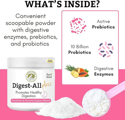 Wholistic Pet Organics Daily Cat & Dog Probiotics for Digestive Health, Anti Diarrhea & Gut Support - Probiotics for Dogs with Digestive Enzymes & Prebiotic Fiber - Cat Probiotic - 8 Oz - 227 Scoops