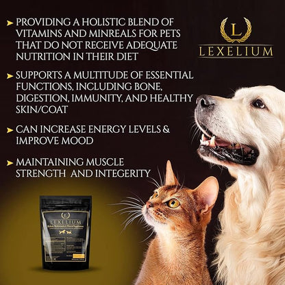 Holistic Multivitamin Supplement for Dogs and Cats - Complete 12-in-1 Plant-Based Vitamins & Minerals for Skin, Coat, Digestion, Bones, and Immunity - Omega-3 Fish Oil, Vitamin Mineral Complex - 200G