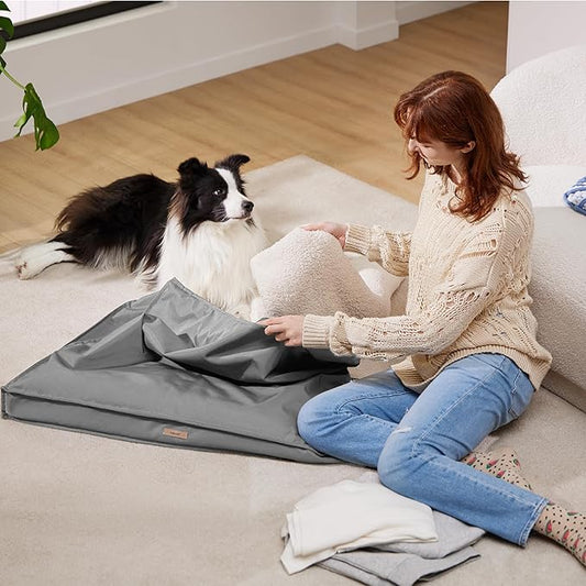 LE SURE Waterproof Dog Bed Cover Replacement Washable - Large Size for Pet Mat 36x27x3 Inches, Grey