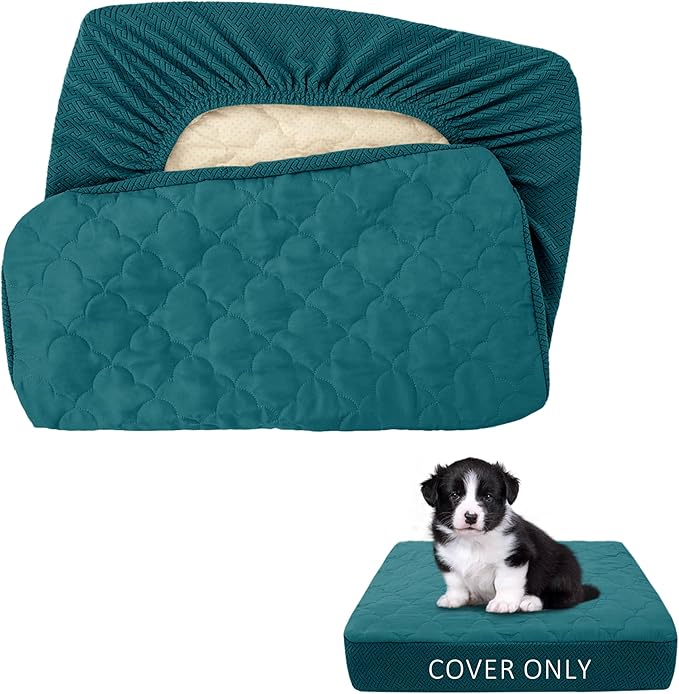 CHHKON Dog Bed Covers Replacement Washable Waterproof Pet Puppy Bed Cover for Dog(Peacock Blue,30x20x6 inch)
