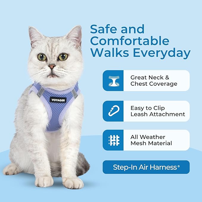 Voyager Step-in Pet Harness - All Weather Mesh, Adjustable Step in Harness for Cats and Dogs by Best Pet Supplies - 307 Set Lavender, XXS