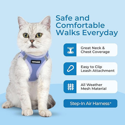 Voyager Step-in Pet Harness - All Weather Mesh, Adjustable Step in Harness for Cats and Dogs by Best Pet Supplies - 307 Set Lavender, XXXS