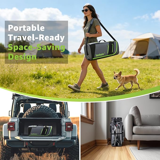 Loobani Foldable Dog Playpen Indoor/Outdoor,1 Min Setup Whelping Box, 690D Oxford Fabric & Reinforced Steel/Iron Frame, Portable Puppy Playpen with Rugged Carry Bag for Home &Travel-43.3"x43.3"x26.77"