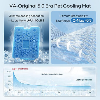 Vagascape Dog Cooling Mat New 5.0 Version Built-in Ice Pack, Long-Lasting Cool 6-8h, 35" x 27" Ultra Thick Soft Vine Pattern Pet Cooling Mat, Washable Foldable Large Cooling Pad for Indoor Outdoor