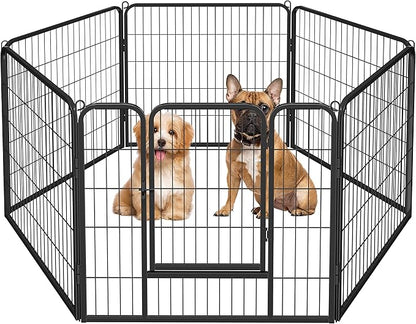 Topeakmart 32-Inch 6 Panel Heavy Duty Portable Pet Playpen Dog Exercise Pen Cat Fence Crate Cage Kennelwith Door Puppy Rabbits Play Pen,Outdoor/Indoor,Black