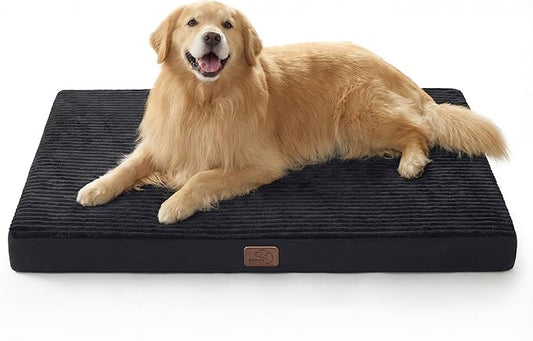 Bedsure ComfyFleece XXL Dog Bed for Crate - Extra Large Orthopedic Pet Beds with Removable Washable Cover, NOT Waterproof Egg Crate Foam Mat, Suitable for Pet Up to 100 lbs, 47x29x4, Not for Chewers