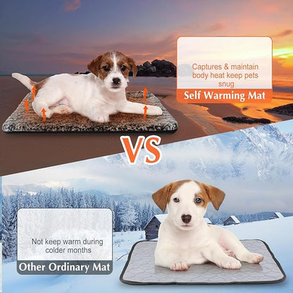 Drydiet 4 Pack Self Warming Cat Pads Self Heating Cat Mat Washable Homeless Dogs Thermal Pads Kennel Pad Reflects Body Heat Warm Crate Bed Mat for Indoor Outdoor Pet(Gray,16 x 20 Inch)