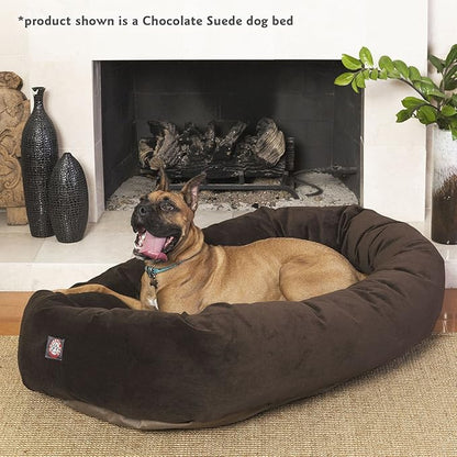 Majestic Pet 52 Inch Suede Calming Dog Bed Washable – Cozy Soft Round Dog Bed with Spine Support for Dogs to Rest Their Head - Fluffy Donut Dog Bed 52x35x11 (Inch) - Round Pet Bed X- Large – Black