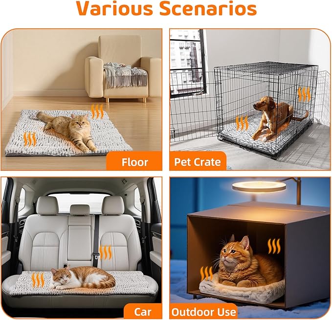 Self Warming Cat Bed, 31.5" x 23.6" Ultra Soft Self Heating Cat Pad, Reflects Body Heat, Washable, Thermal Non Electric Heating Mat, for Indoor Outdoor Cats, Small Dogs