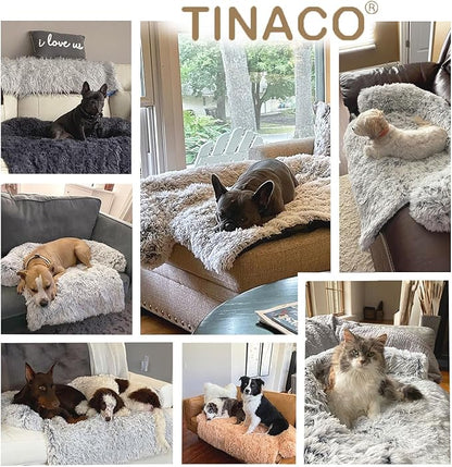 Tinaco Calming Dogs/Cats Bed Mats, Dog Pad Washable Removable Couch Cover, Plush Long Fur Mat for Pets, Waterproof Lining, Perfect for Small, Medium and Large Dogs and Cats (Desert Brown, 31"x23")