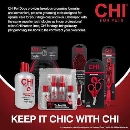 CHI for Dogs Small Dog Detangling Kit, 3-Piece Grooming Set with Detangling Spray, Slicker Brush, and Double-Sided Pin-and-Bristle Brush for Small Breeds with Tangles and Mats, Includes Zipper Pouch