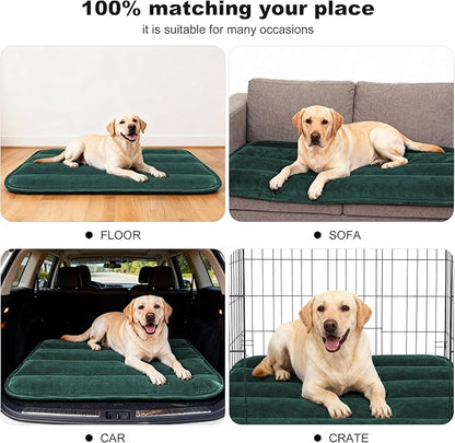 pobopobo Dog Crate Pad, Ultra Soft & Anti-Slip Kennel Mat, Secure Fit for Metal Crates & Dog Cages, Washable Cozy Bed for Small Medium Large Dogs (Green, L(34"*20"*1.5"))