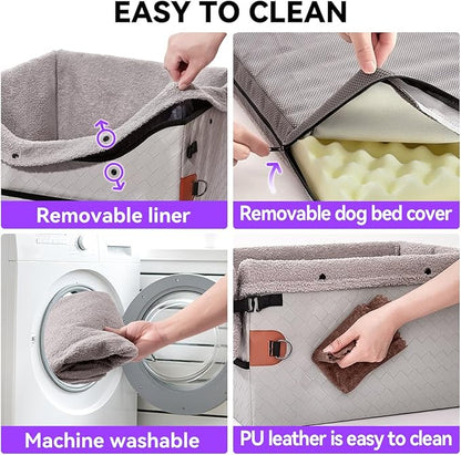 TKYZ Dog Car Seats for Small Medium Dogs,PU Leather Car Seat Boosters,Foldable Puppy Cat Carseats (Grey, Small Dog)