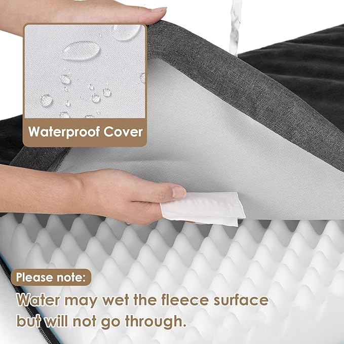 EHEYCIGA Orthopedic Dog Bed Waterproof 30"x20", Memory Foam Pet Bed for Medium Dogs, Washable Pet Mat with Removable Cover, Dark Grey