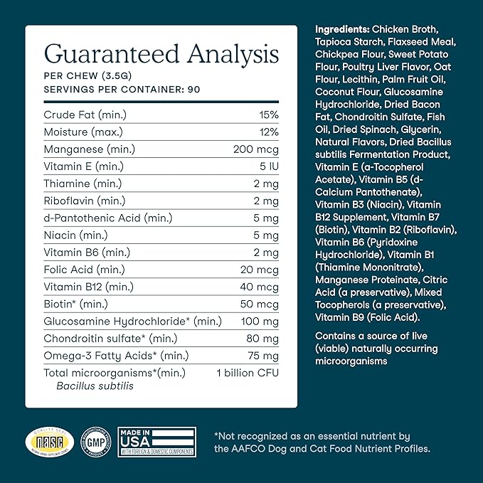 Fera Pets Dog Multivitamin Chews with Glucosamine and Probiotics - Essential Dog Vitamins & Minerals - Promotes Healthy Digestion & Joints - Boosts Skin & Coat Health with Omega-3s - 90 Soft Chews