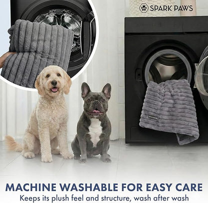 Spark Paws Luxury Dog Couch Cover Bed, Calming Pet Furniture Protector for Large & Small Dogs, Washable Bolster Dog Bed for Couch, Sofa & Bed - Grey, Small