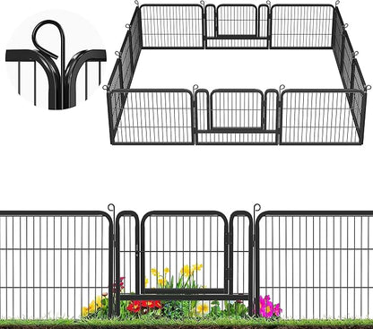 Topeakmart Heavy Duty Dog Playpen Outdoor for Camping, Yard, Garden 24" H Exercise Pen Fence for Small/Medium/Large Animals (Black, 12 Panels)