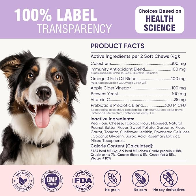 Dog Allergy Chews 200ct - Dog Allergy Itching Skin Relief Immune Support Anti Itch Probiotics for Yeast, Itchy Skin and Itchy Ears, Vitamins for Seasonal Allergies Itchy Skin Gut Health,Peanut Butter