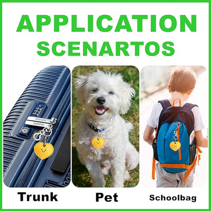 Leather Keychain Holder Case Compatible with AirTag,Cute Protective Cover with Keyring,Anti-Scratch Finder GPS Tracker Case for Wallet Keys,bag,pets,Backpack(Yellow Heart)