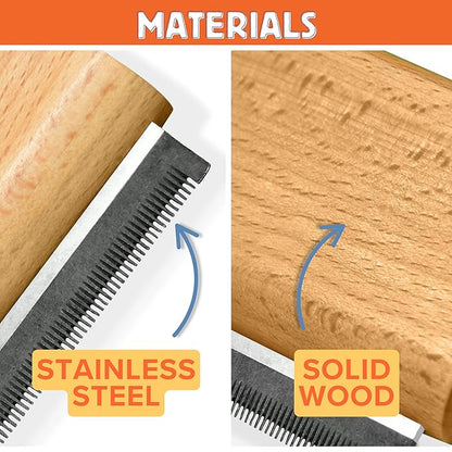 JoPets - Professional Wood Deshedding & Undercoat shedding brush for Dogs, Cats, Horses - Ergonomic Grooming Tool for short & long haired pets - Gentle wooden comb for shedding control - Pet Fur Care